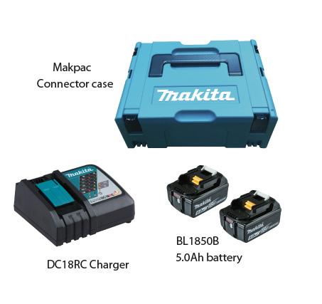Makita Battery Kit18V5.0Ah x 2pc, Fast Charger x 1pc MKP1RT182 - Click Image to Close